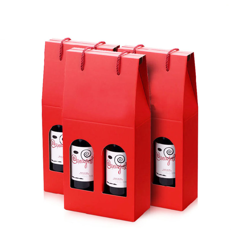 Custom corrugated cardboard wine packaging box with handle in china