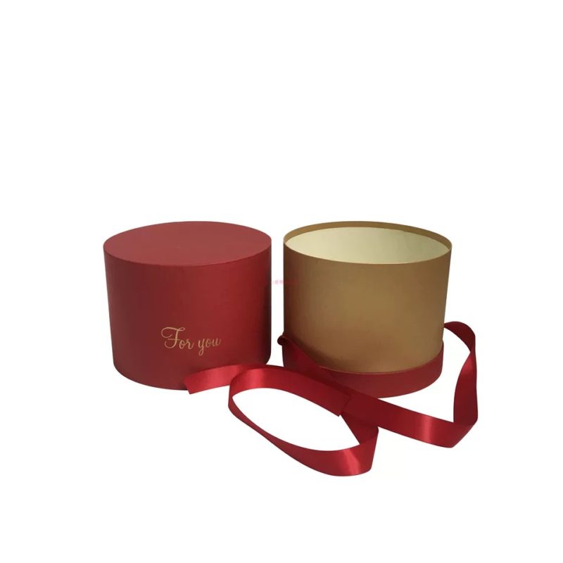 Circular box with ribbon for wedding, birthday, candle