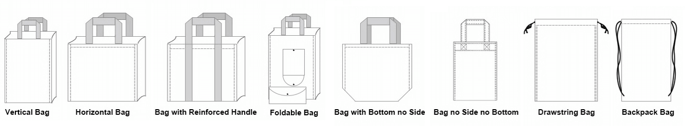 ertical bag, horizontal bag, bag with reinforced handle, foldble bag, bag wih bottom no side, bag no size no bottom, drawstring bag, backpack bag- www.hoocing.com