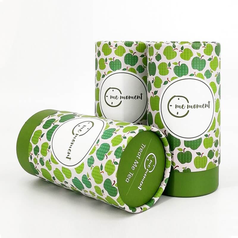 Recyclable cardboard tube food packaging for tea