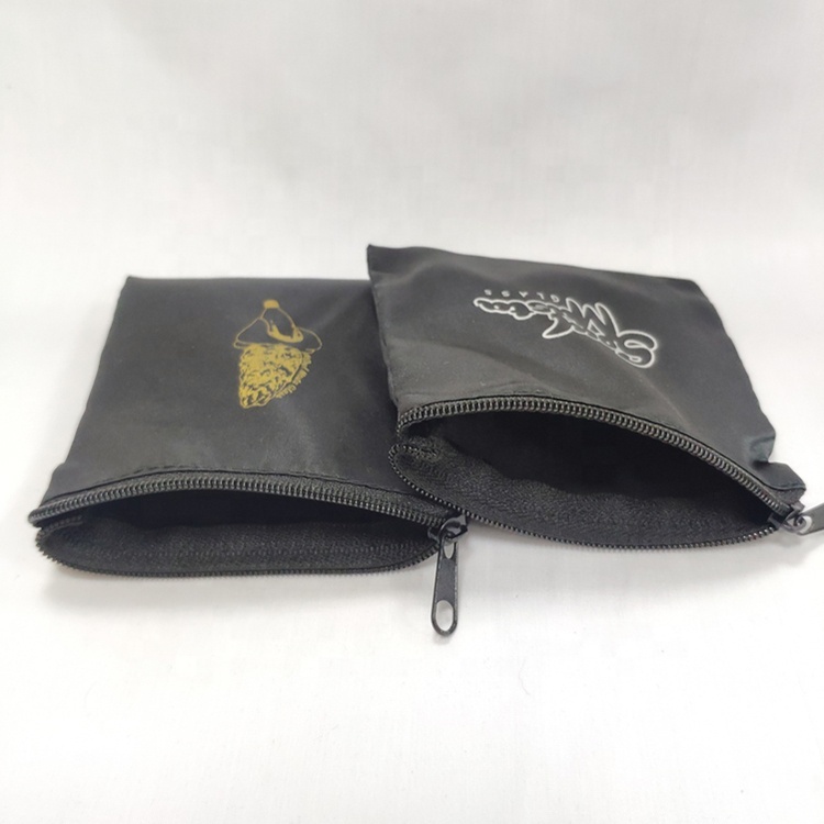 Promotional small silk bag with zipper custom logo pouch satin - Hoocing Packaging- A leading ...