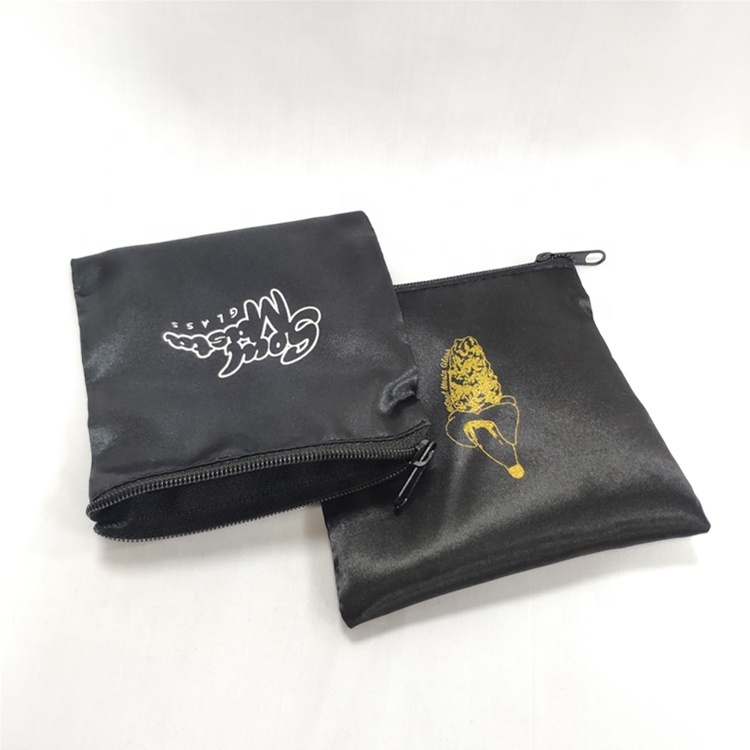 Promotional small silk bag with zipper custom logo pouch satin - Hoocing Packaging- A leading ...