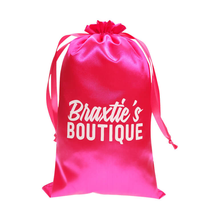 custom pink weave virgin silk satin hair bags small drawstring bags cheap satin pouch