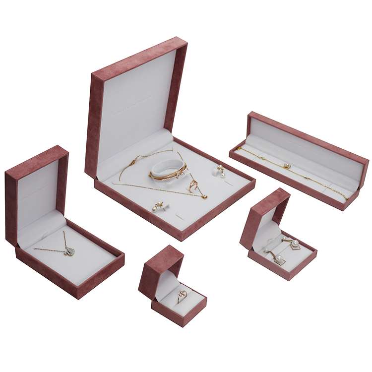 pink velvet jewellery box packaging plastic suede jewelry boxes -www.hoocing.com