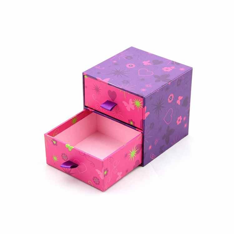 2 layer cardboard drawer style gift color box-www.hoocing.com