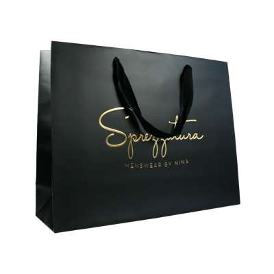 Shopping paper bag with rope handles for clothing packaging